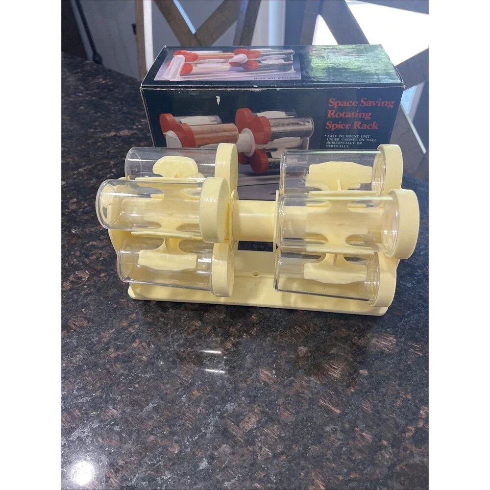 Hard to Find | Space Saving Rotating Spice Rack | Yellow | Vintage